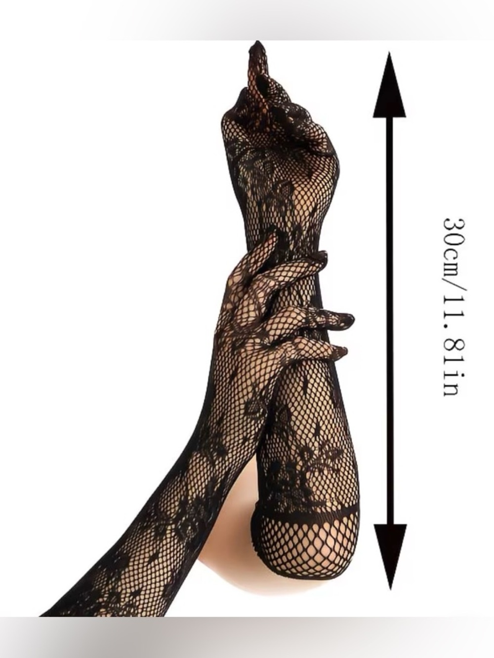 Black Lace Opera Gloves: Prom, Evening Wear, wedding guest, black tie, goth - Picture 8 of 8